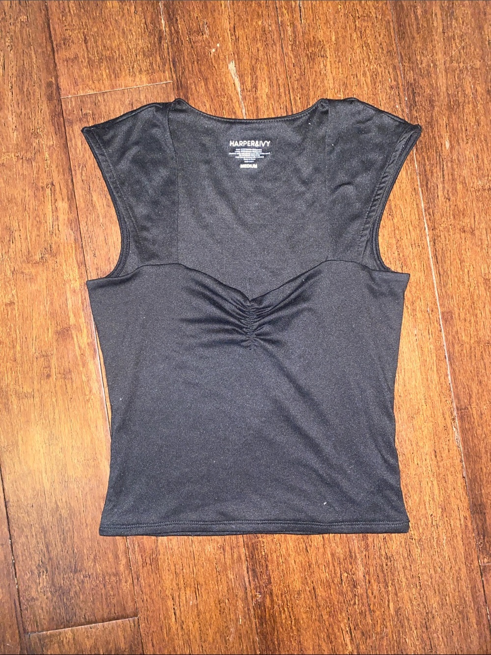 Black Ruched Front Tank Top